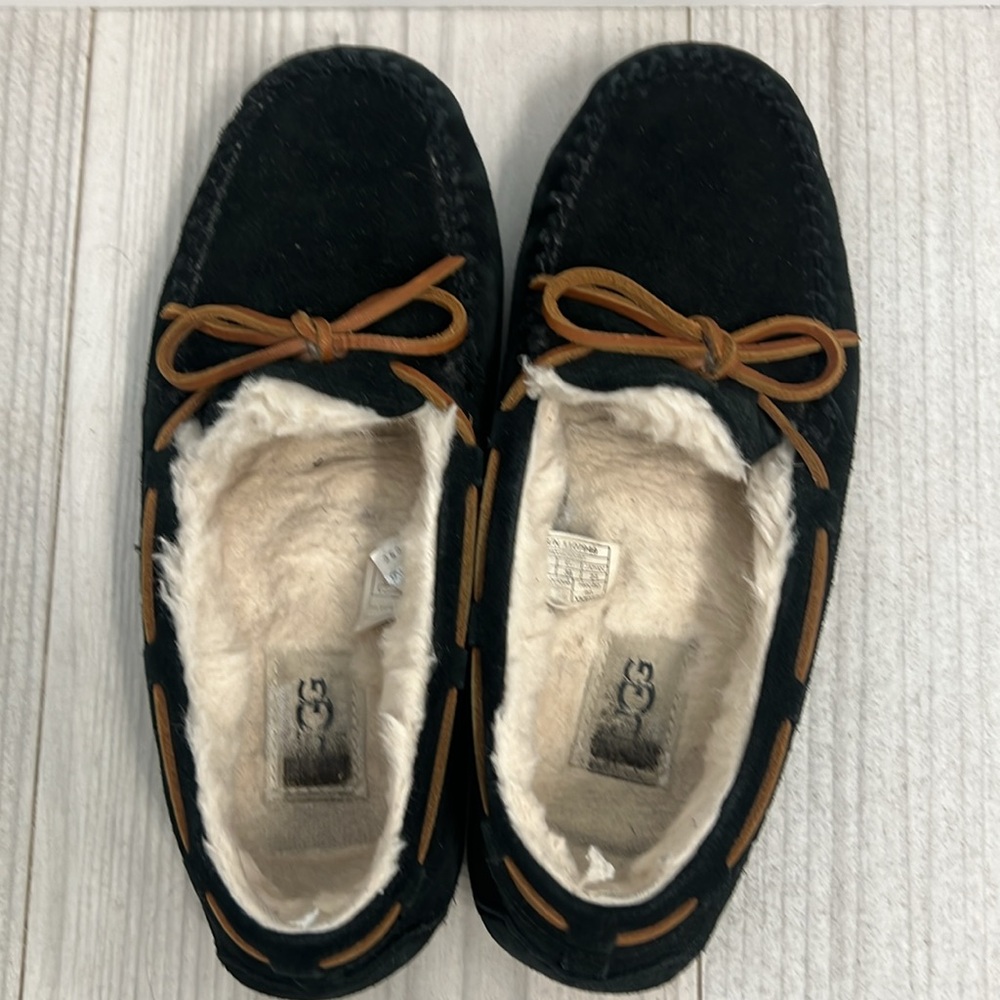 Ugg Dakota Wool-Lined Suede Black Slippers